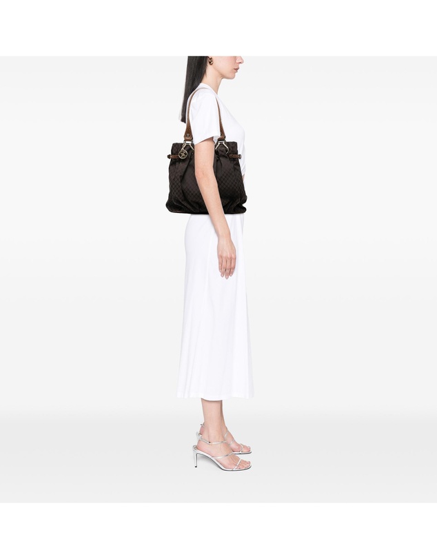 Pre-Loved by Azura Reborn - Pre-Loved Embossed Leather Trimmed Macadam Canvas Vertical Tote