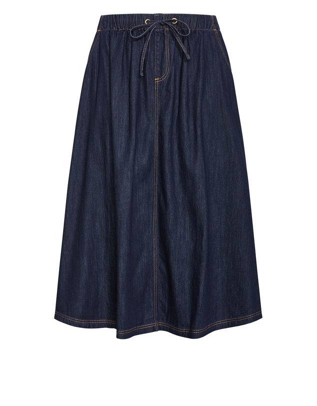 City Chic - Plus size Tiana Cotton Denim Maxi Skirt - dark wash