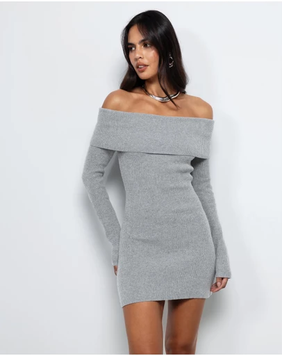 AERE - Zoe Off Shoulder Knit Mini Dress