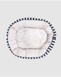 Mog & Bone - 4 Seasons Reversible Circular Dog Bed - Navy Hamptons Stripe Print