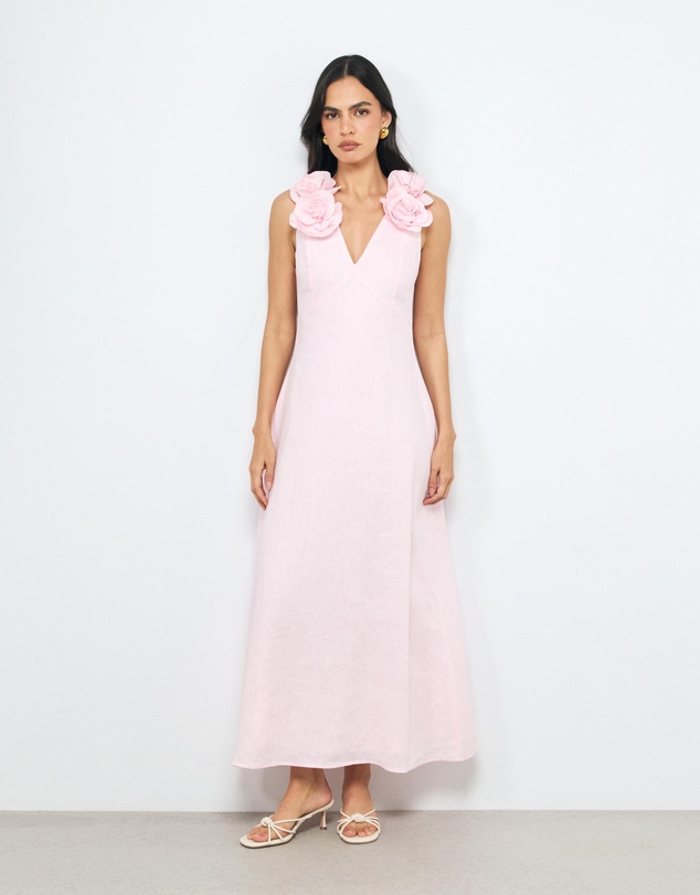 AERE - Mika Placement Flower Midi Dress
