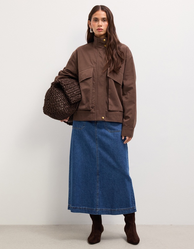 The Fated - Stephanie Soft Denim Midi Skirt