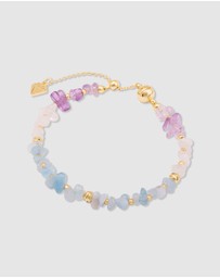 Wanderlust + Co - Aquamarine Beaded Gold Bracelet