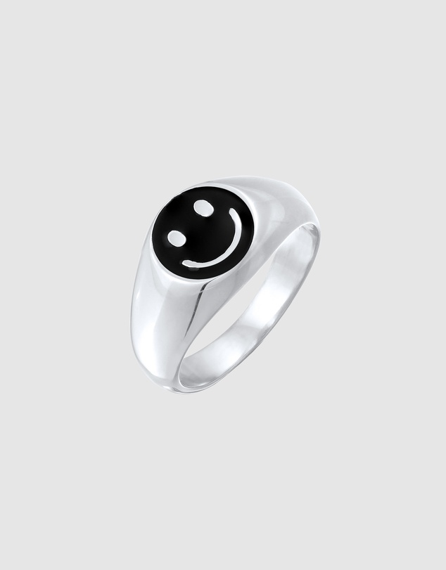 Kuzzoi - ICONIC EXCLUSIVE - Smiling Face Signet Ring in 925 Sterling Silver
