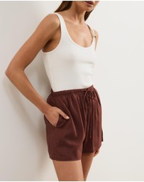 Atmos&Here - Tenley Drawstring Linen Blend Shorts