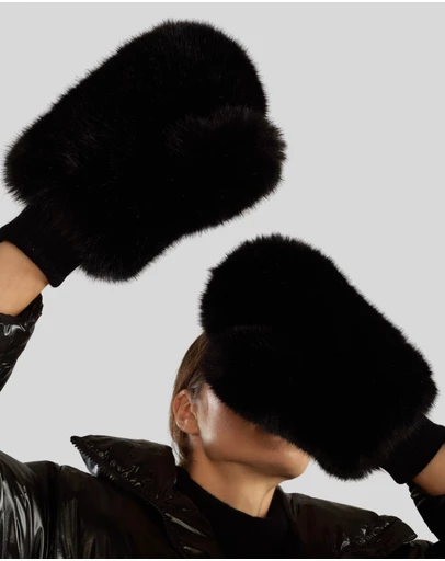 Cynthia Rowley - FAUX FUR OVERSIZED MITTENS