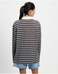adidas Originals - Striped Oversized Long Sleeve Polo