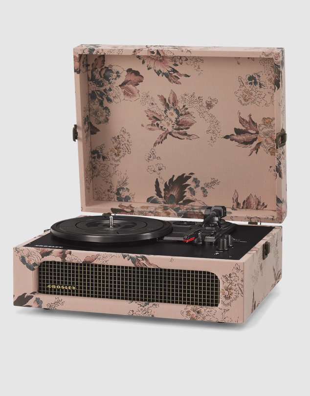 Crosley - Crosley Voyager Bluetooth Portable Turntable + Turntable Stand Bundle - Floral