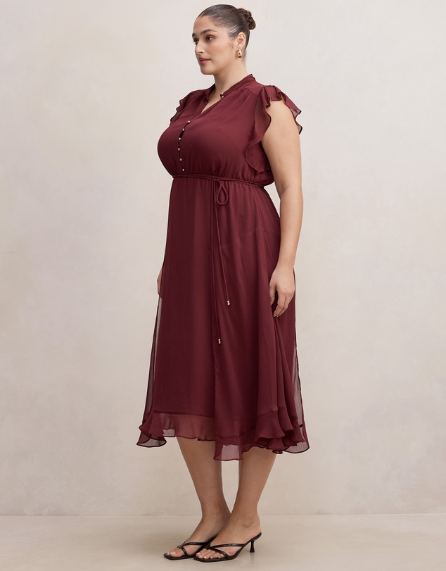 Forever New Curve - Maxwell Curve Flutter Sleeves Midi Dress