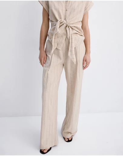 M.N.G - Pinstripe Linen Trousers