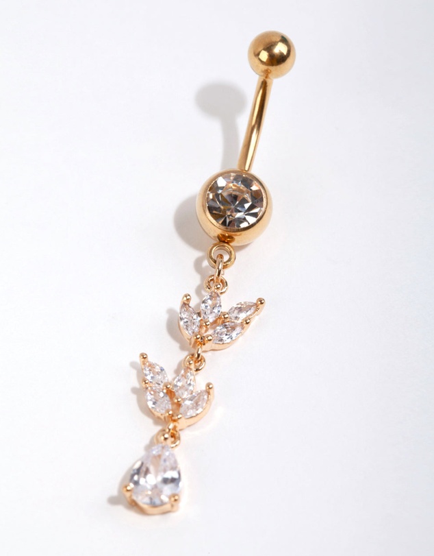 Lovisa - Gold Surgical Steel Marquise Cubic Zirconia Belly Bay