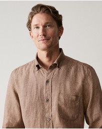 Trenery - Regular Fit Delave Linen Shirt in Cocoa