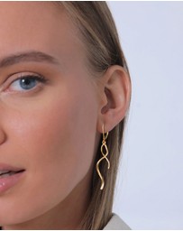 Elli Jewelry - Earrings Ear Hanger Spiral Wave Twisted in 925 Sterling Silver Gold Plated
