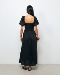 AERE - Olana Shirred Linen Midi Dress