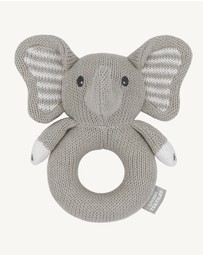 Living Textiles - Knitted Ring Rattle - Mason the Elephant