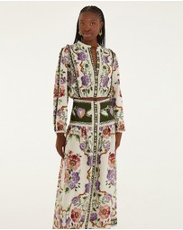 Farm Rio - Rococo Flowers Cream Midi Skirt