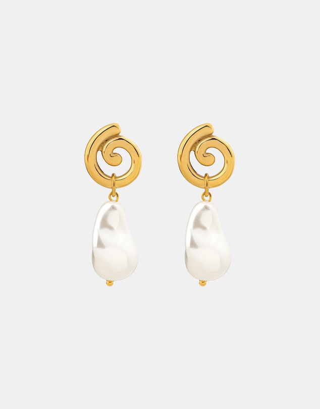 Zoe Olivia - Waterproof Spiral Stud Pearl Drop Earrings