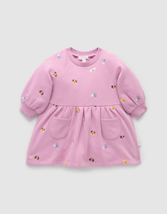 Purebaby - Puppy Embroidered Dress-Kids-Babies