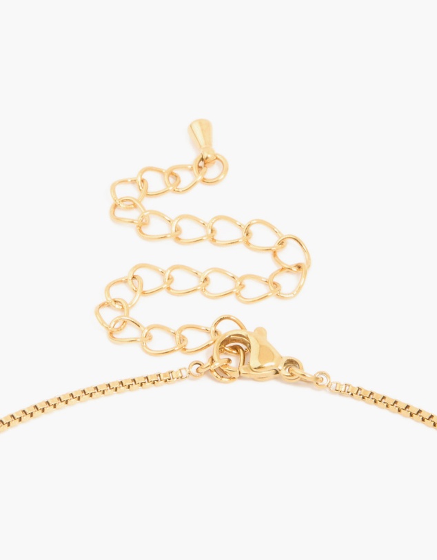 Lovisa - Waterproof Gold Plated Stainless Steel Mint Green Semi Precious Stone Pendant Necklace