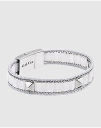 Nialaya Jewellery - White Jade Stud Bracelet