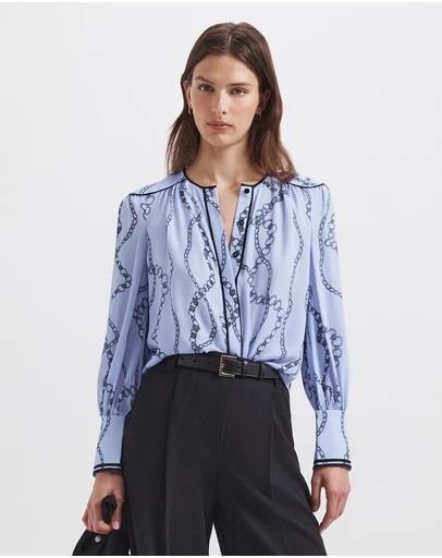 SABA - Chain Silk Long Sleeve Blouse