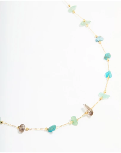 Lovisa - Gold Plated Semi Precious Stones Station Necklace