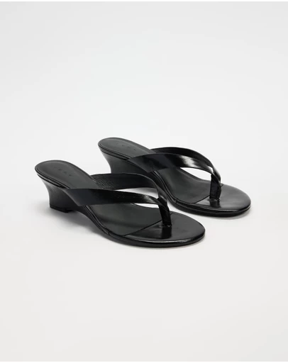 AERE - Leather Wedge Heel Thongs