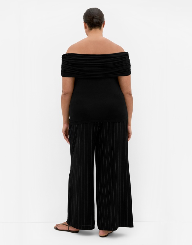 City Chic - Plus Size Buckle Off Shoulder Top - black