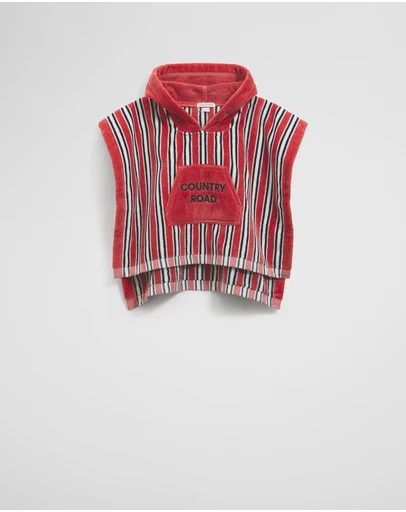 Country Road - Cotton Stripe Logo Poncho