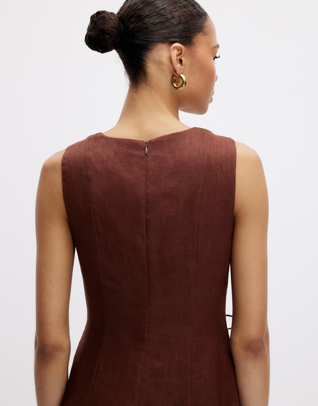 Minima Esenciales - Reyna Gathered Linen Midi Dress