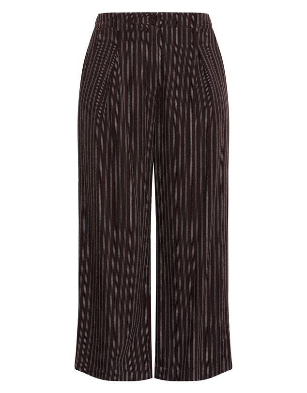 City Chic - Plus size Eva Stripe Wide Leg Pant - chocolate