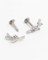 Lovisa - Surgical Steel Steel Cubic Zirconia Vine Flat Back Earrings 2-Pack