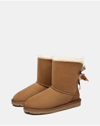 EVERAU - EverAU Ugg Short Back Bow Sheepskin Upper UGG Boots