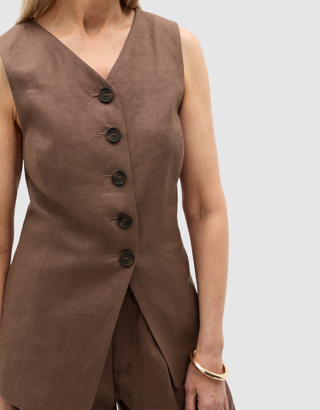 Seed Heritage - Linen Longline Button Vest