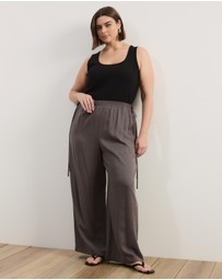 Atmos&Here Curvy - Viola Wide Leg Tie Detail Pants