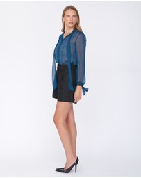 Amelius - Brianna Sheer Tie Neck Shirt