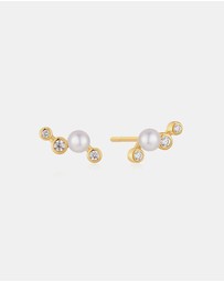 Ania Haie - Ania Haie Gold Zig-Zag Shell Pearl Stud Earrings