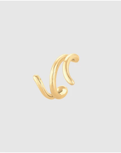 Elli Jewelry - Earrings Earcuff Curved Geo Basic 925 Sterling Silver Gold Plated