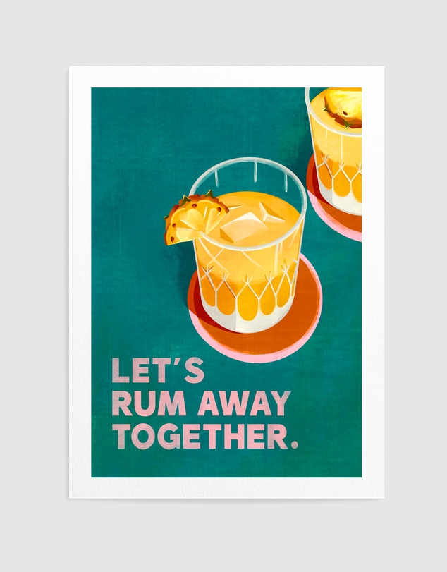 Olive et Oriel - Rum Away Beach Bar Cocktail Art by The Whiskey Ginger Art Print