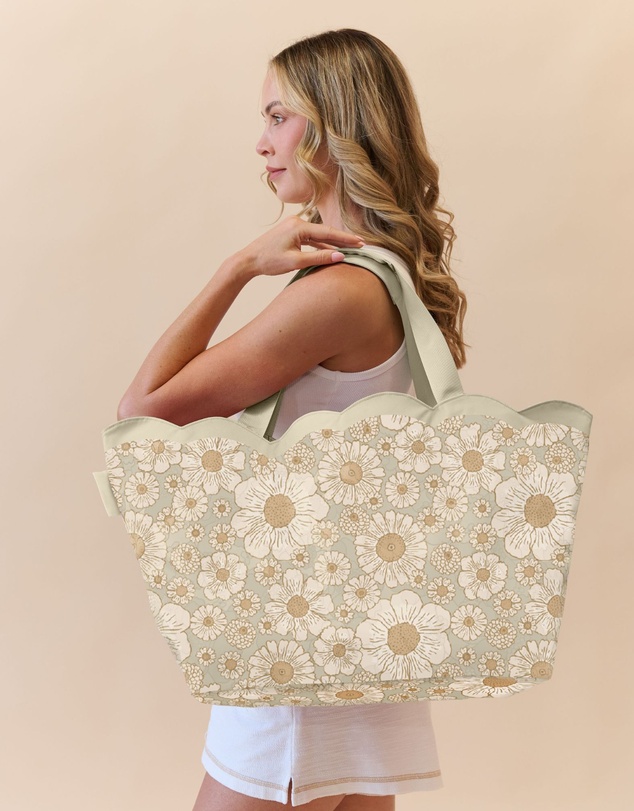 Sky Gazer - Scalloped Edge Beach Bag- Casuarina