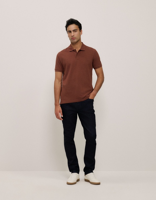 Trenery - Pique Marle Monogram Polo in Redwood