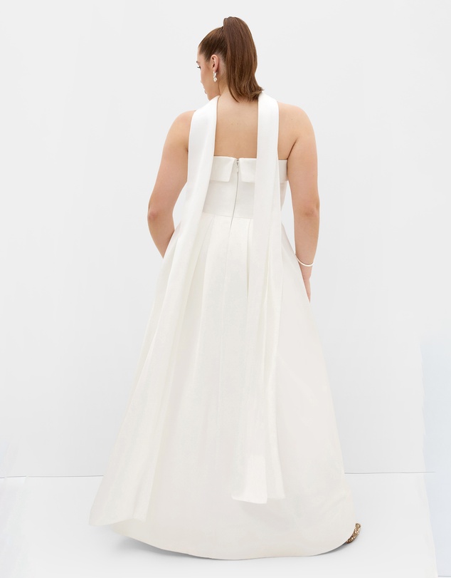 City Chic - Plus size Duchess Satin Gown With Shawl - ivory