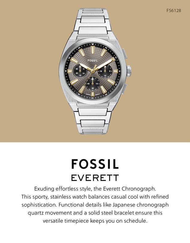 Fossil - Everett Silver Tone Chronograph Watch