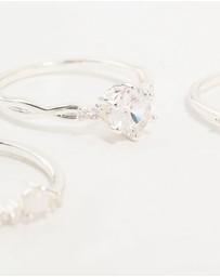 Lovisa - Silver Plated Cubic Zirconia Stacking Rings 3-Pack