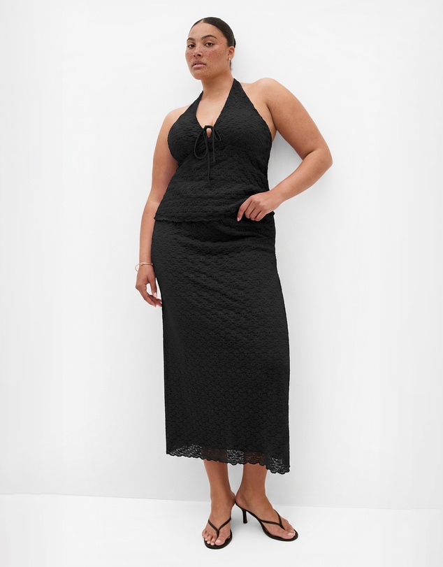 City Chic - Plus size Shiloh Lace Maxi Skirt - black