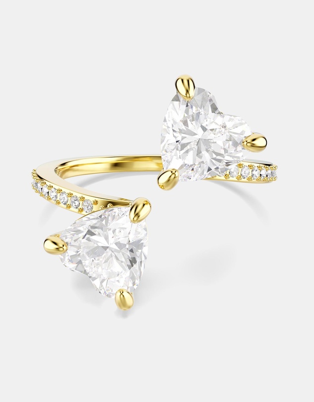 Swarovski - Mesmera Open Ring, Heart Cut, Pavé, White, 18K Gold Finish