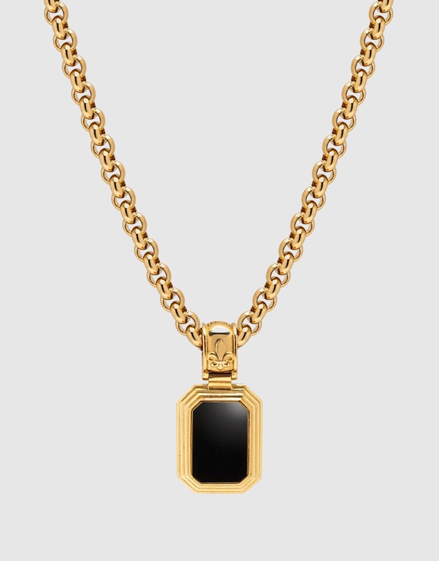 Nialaya Jewellery - Men's Sterling Silver Necklace with Two-in-One Malachite & Black Onyx Pendant