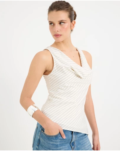 Calli - Frankie Stripe Cowl Neck Top