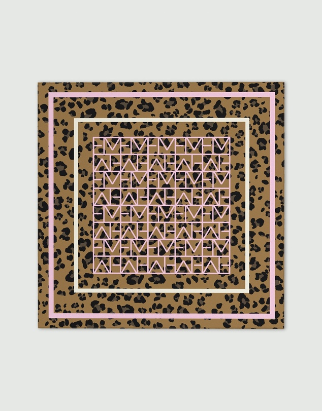 Emme - Camel Printed Silk Scarf
