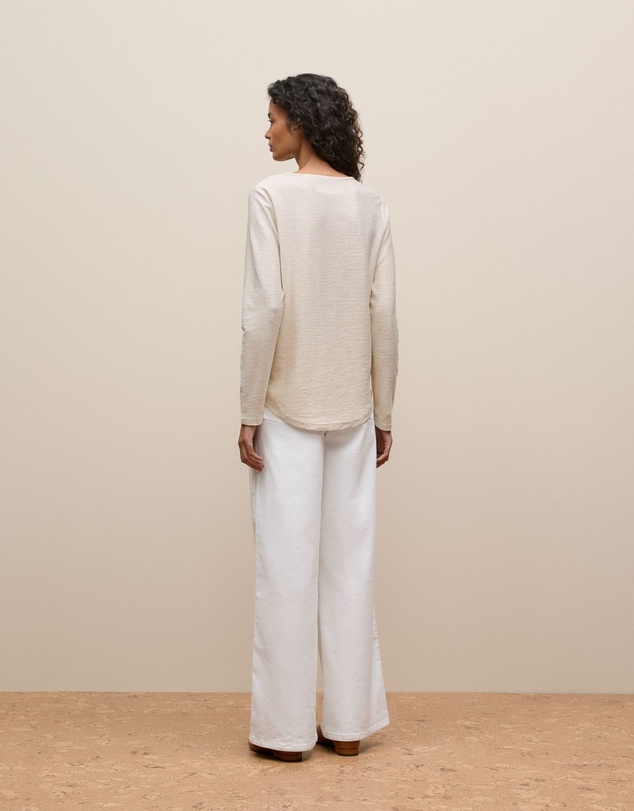 Trenery - Ottoman Marle Long Sleeve T-shirt in Oatmeal
